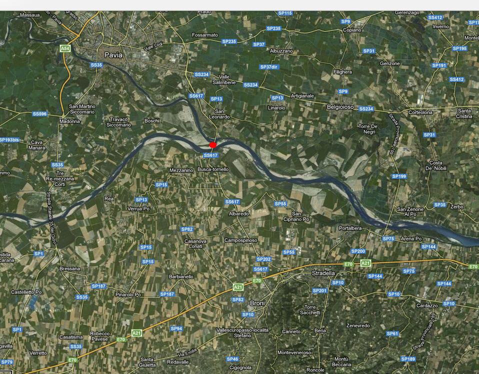 È situato all interno dei comuni di Mezzanino e linaiolo ed insieme al ponte di Bressana Bottarone rappresenta una delle infrastrutture strategiche che collega l Oltrepo pavese alla città di Pavia.