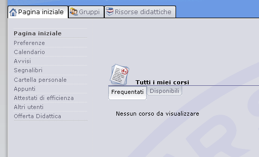 1 2 3 La Pagina iniziale costituisce uno spazio strutturato soggettivo che, se utilizzato in modo organizzato, permette di raccogliere e coordinare materiali e attività accedendo direttamente dalle