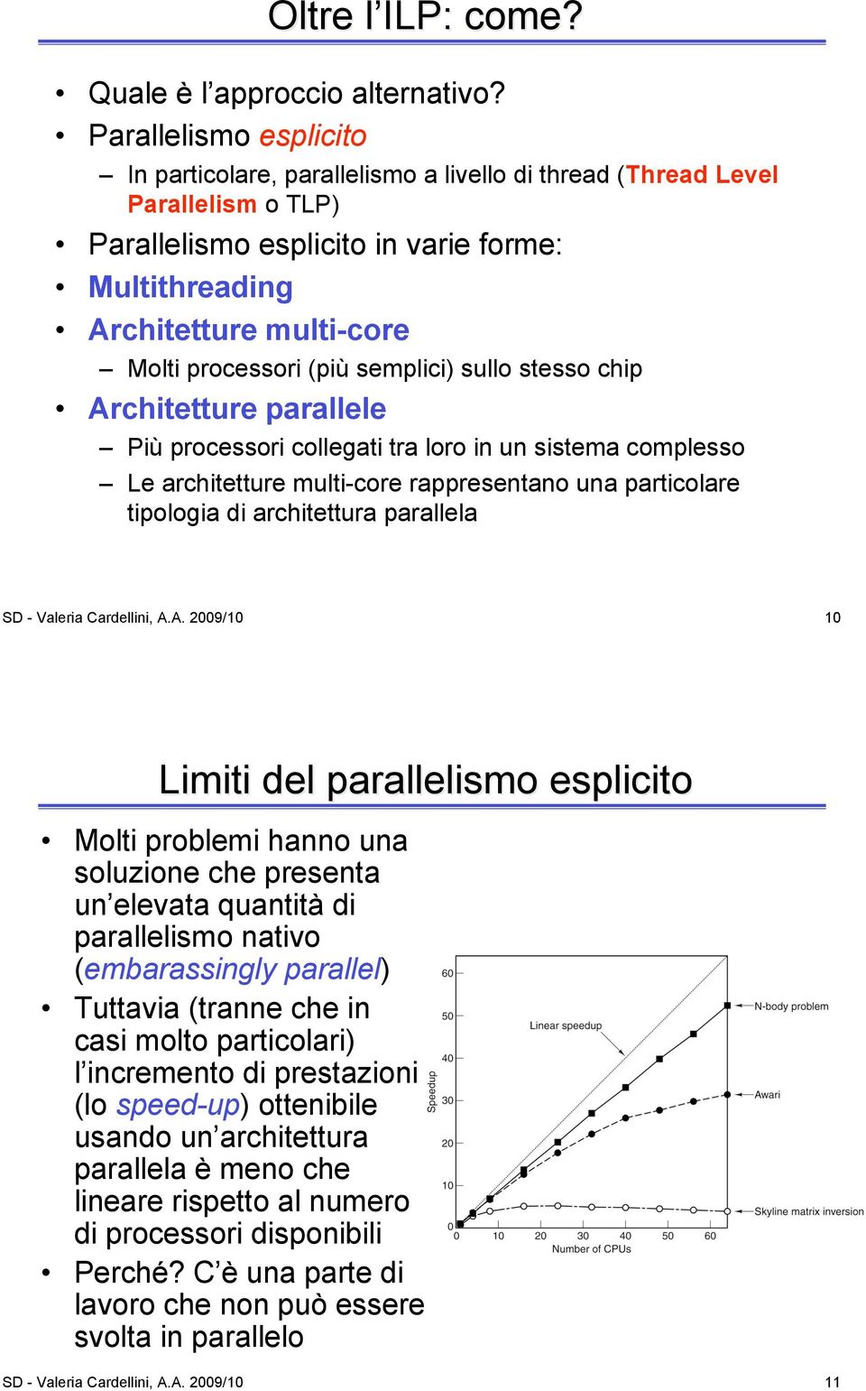 (più semplici) sullo stesso chip Architetture parallele Più processori collegati tra loro in un sistema complesso Le architetture multi-core rappresentano una particolare tipologia di architettura