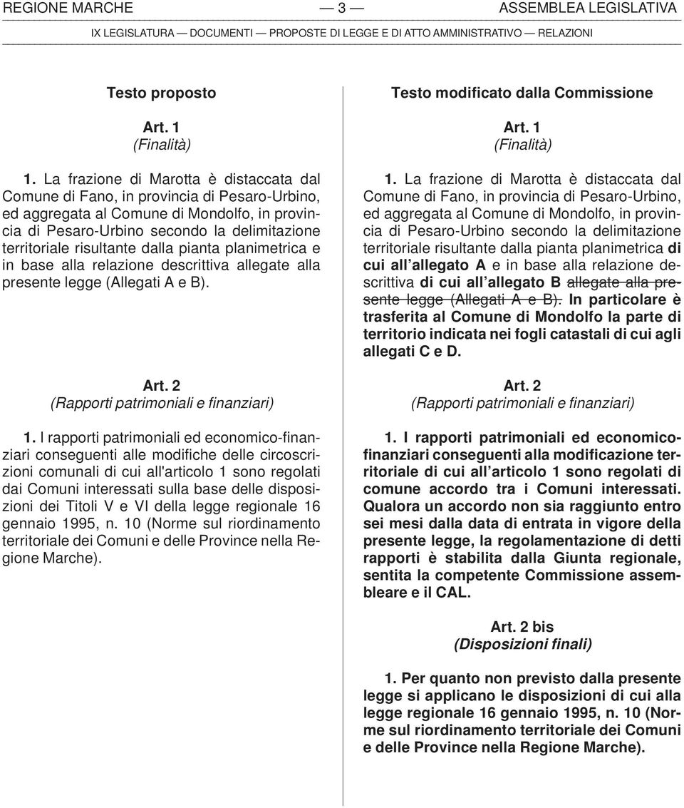 risultante dalla pianta planimetrica e in base alla relazione descrittiva allegate alla presente legge (Allegati A e B). Art. 2 (Rapporti patrimoniali e finanziari) 1.