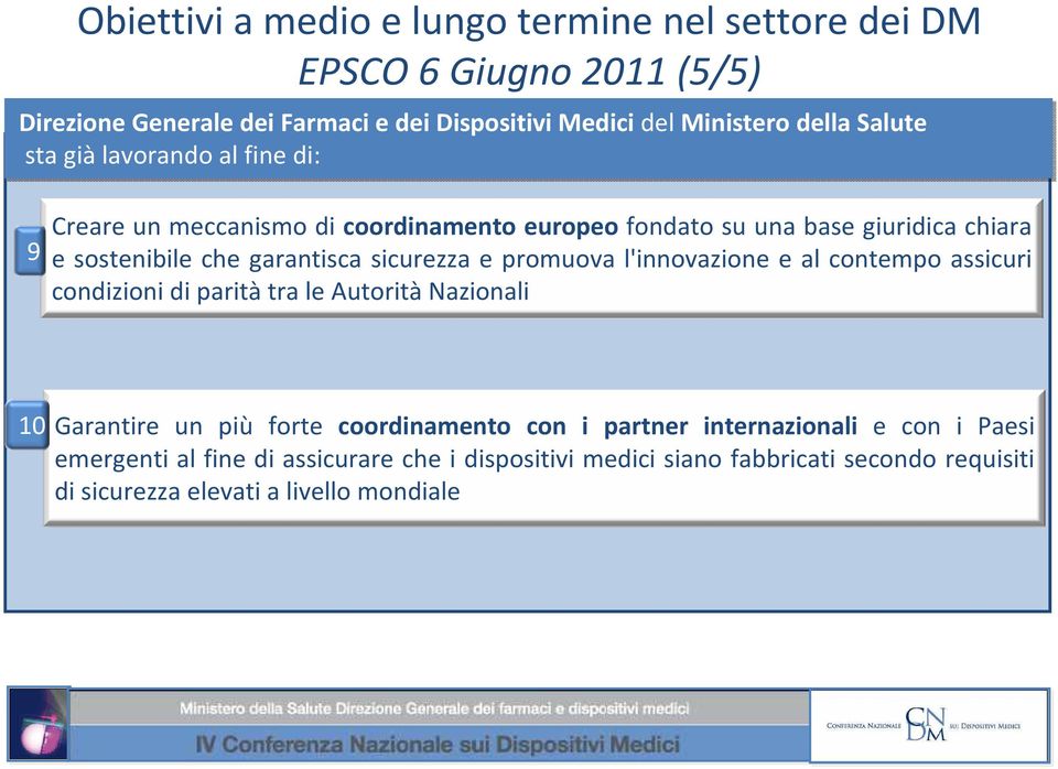 l'innovazione e al contempo assicuri condizioni di parità tra le Autorità Nazionali 10 Garantire un più forte coordinamento con i partner