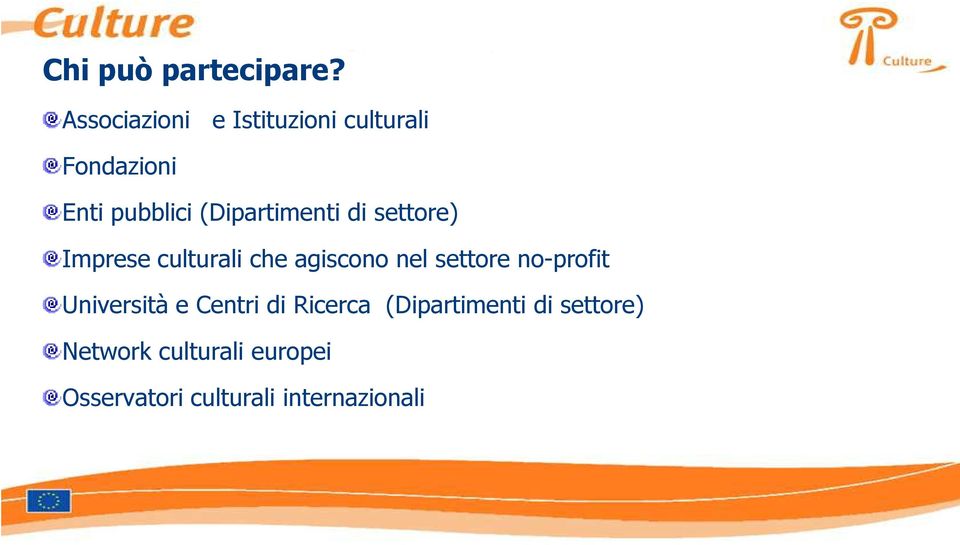 (Dipartimenti di settore) Imprese culturali che agiscono nel settore