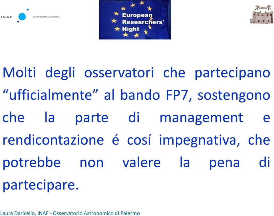 parte di management e rendicontazione é cosí