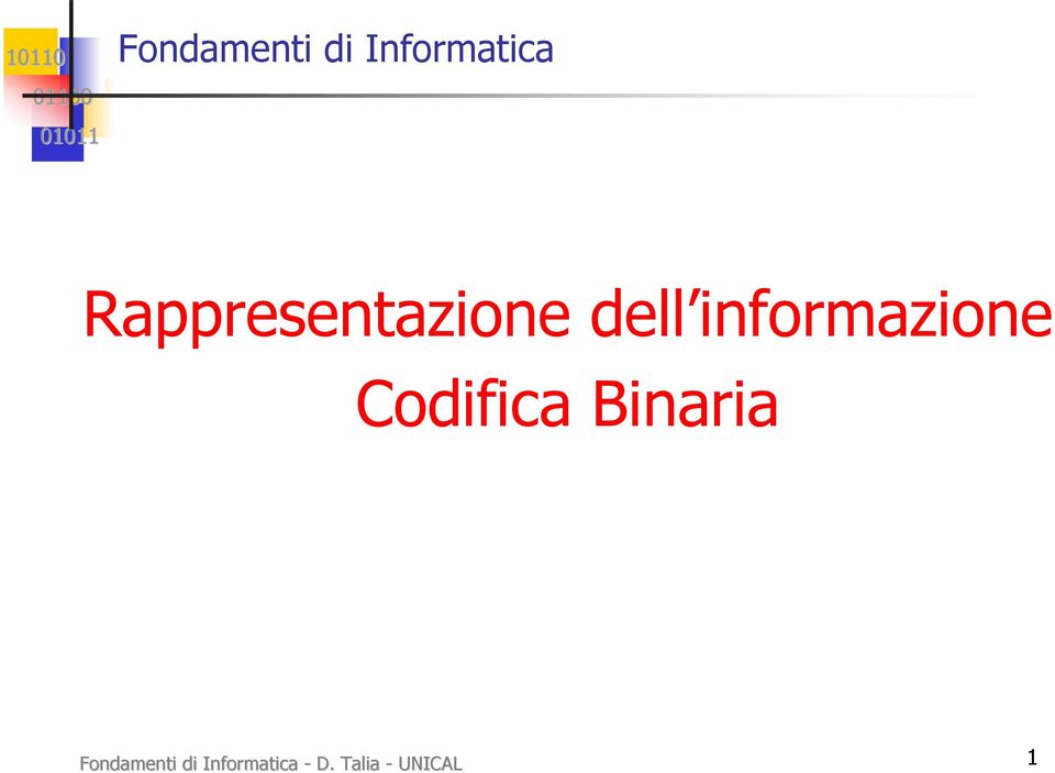 informazione Codifica Binaria 