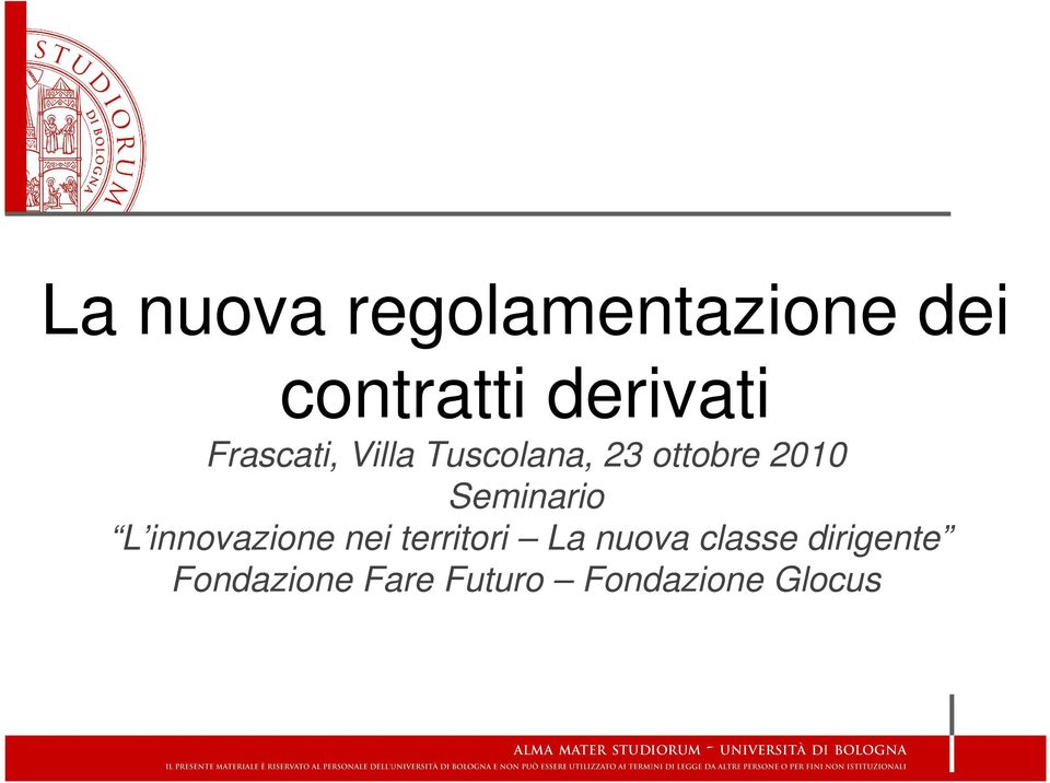 Seminario L innovazione nei territori La nuova