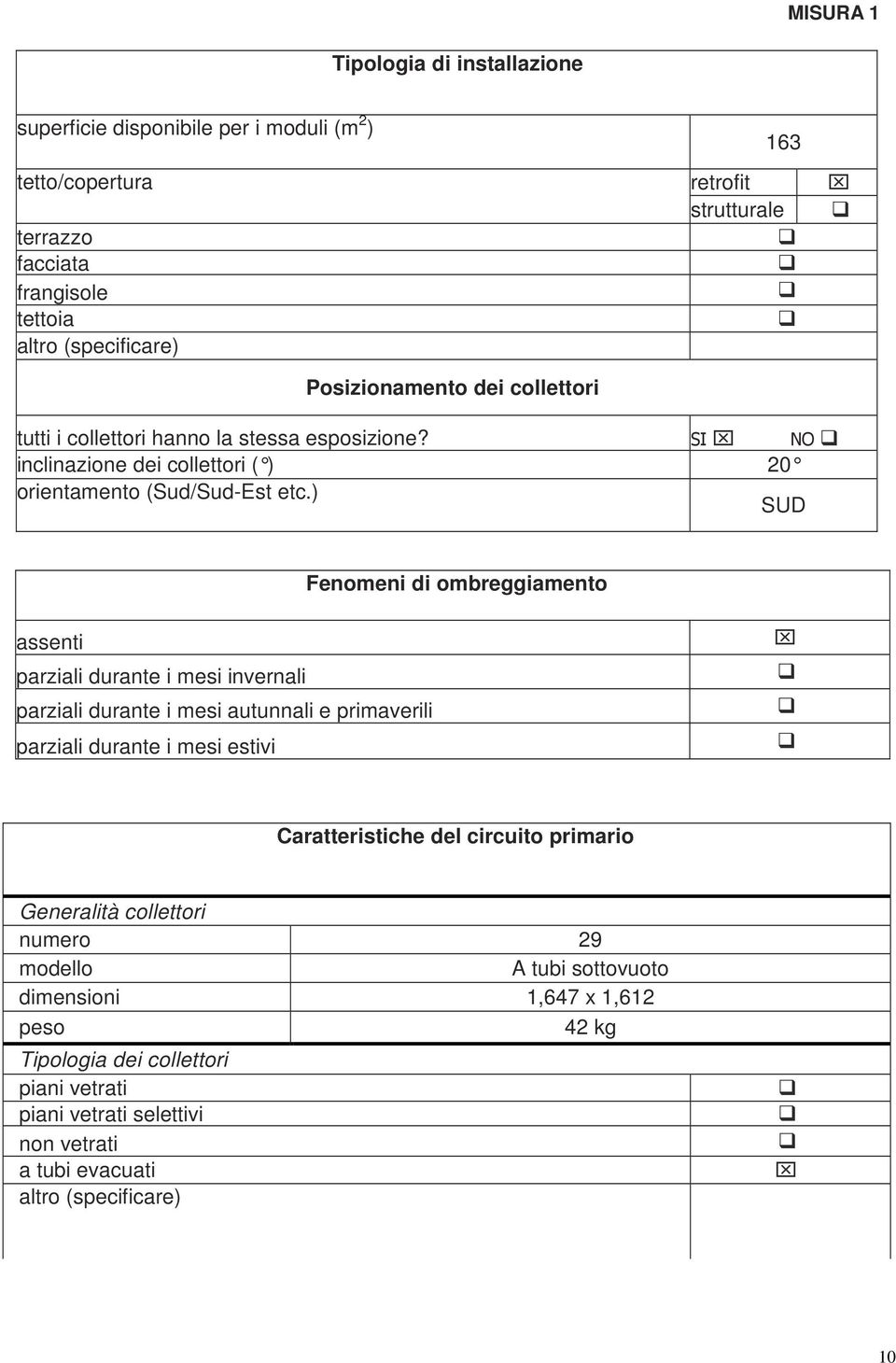 ) SUD Fenomeni di ombreggiamento assenti parziali durante i mesi invernali parziali durante i mesi autunnali e primaverili parziali durante i mesi estivi Caratteristiche del