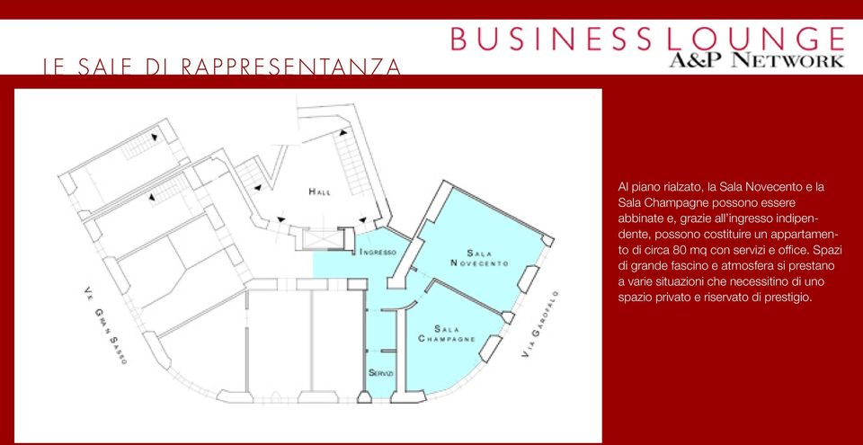 appartamento di circa 80 mq con servizi e office.