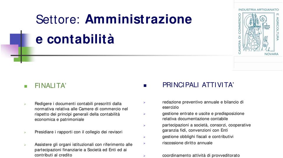 a Società ed Enti ed ai contributi al credito redazione preventivo annuale e bilancio di esercizio gestione entrate e uscite e predisposizione relativa documentazione contabile