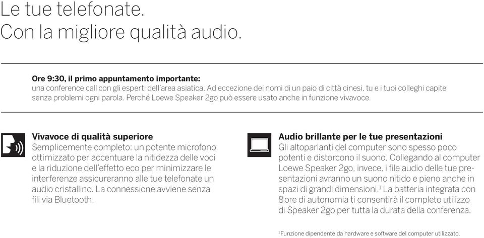 Vivavoce di qualità superiore Semplicemente completo: un potente microfono ottimizzato per accentuare la nitidezza delle voci e la riduzione dell effetto eco per minimizzare le interferenze