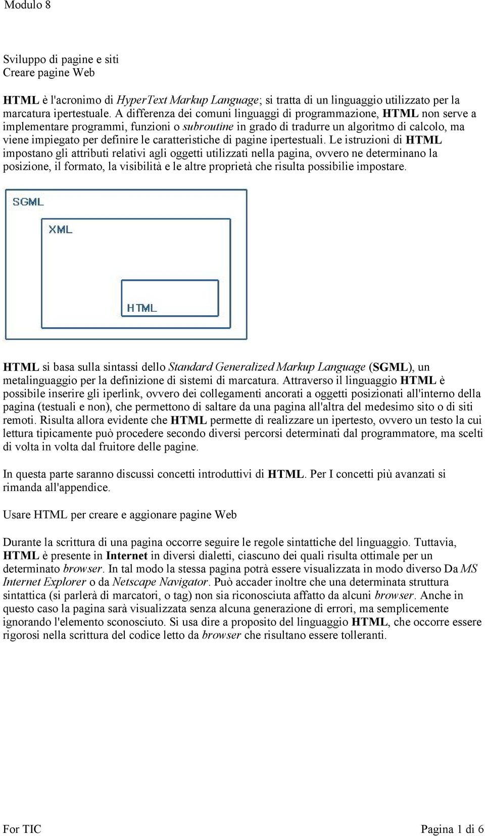 caratteristiche di pagine ipertestuali.