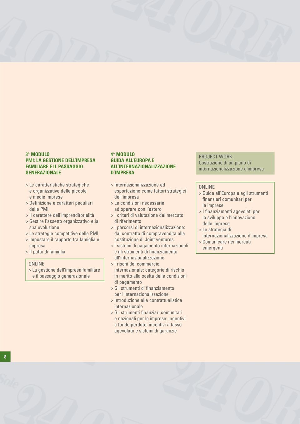 famiglia > La gestione dell impresa familiare e il passaggio generazionale 4 MODULO GUIDA ALL EUROPA E ALL INTERNAZIONALIZZAZIONE D IMPRESA > Internazionalizzazione ed esportazione come fattori