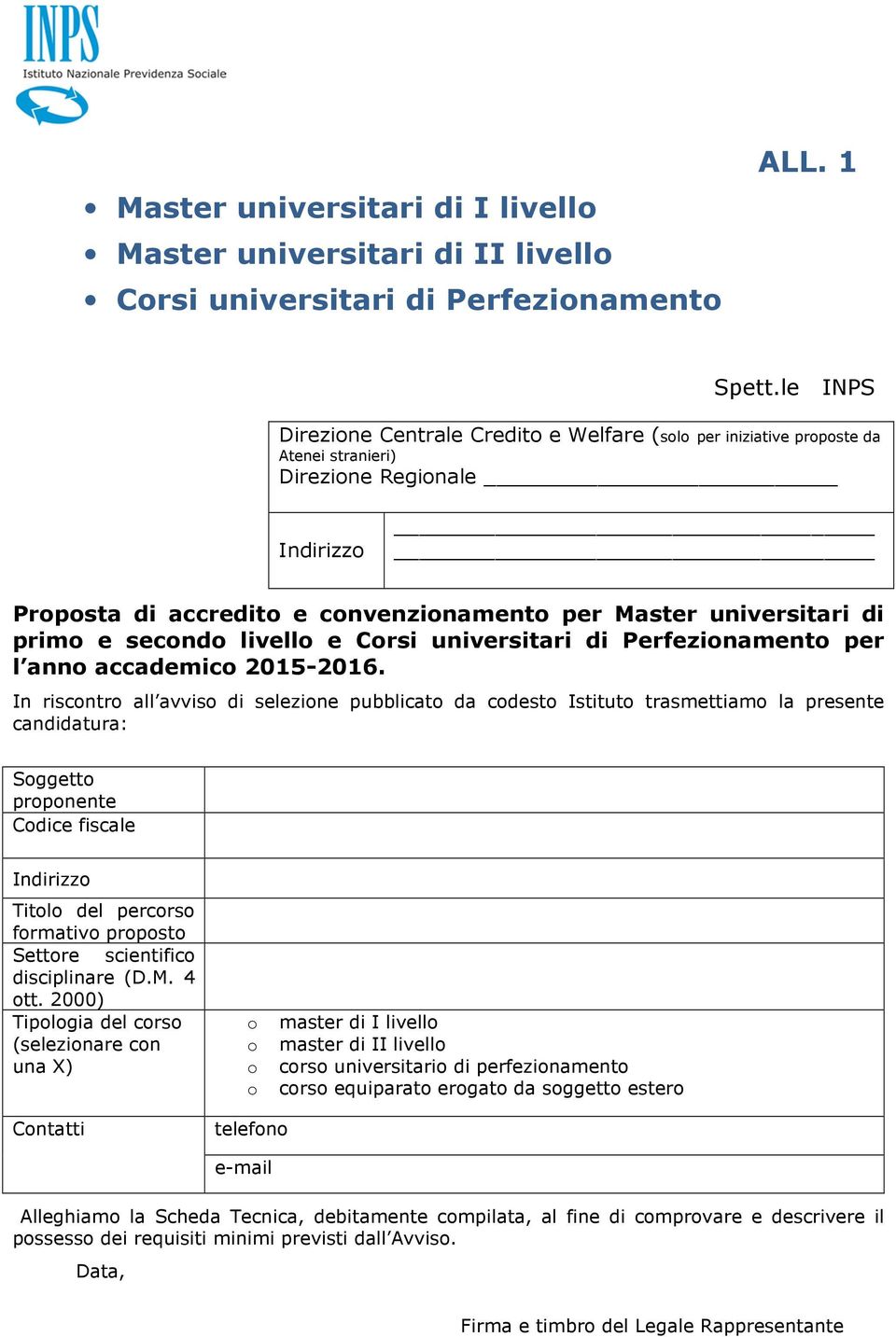 e Crsi universitari di Perfezinament per l ann accademic 2015-2016.