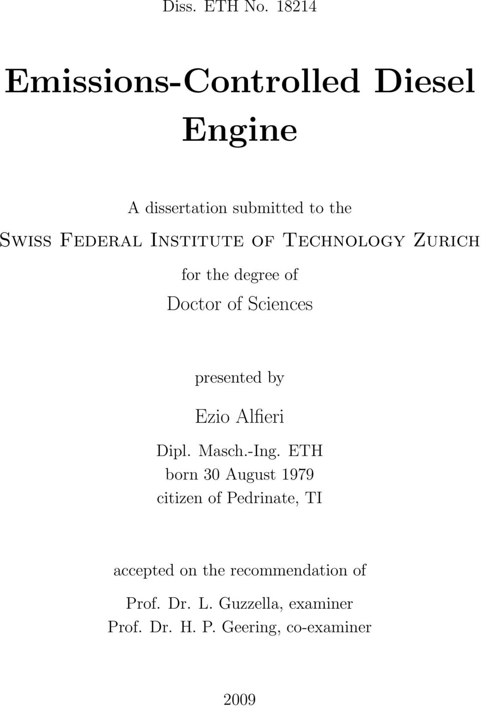 Institute of Technology Zurich for the degree of Doctor of Sciences presented by Ezio
