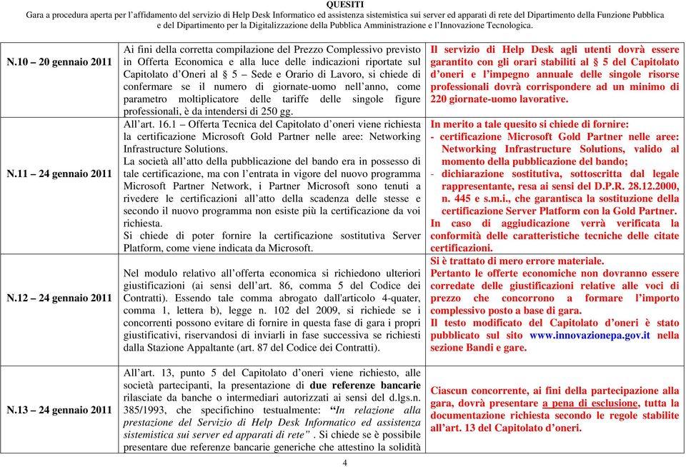 Lavoro, si chiede di confermare se il numero di giornate-uomo nell anno, come parametro moltiplicatore delle tariffe delle singole figure professionali, è da intendersi di 250 gg. All art. 16.