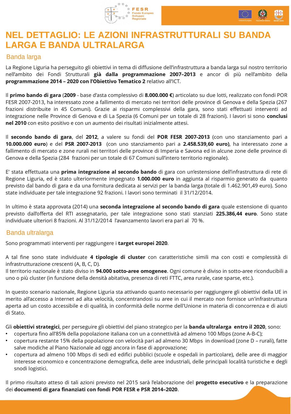 Il primo bando di gara (2009 - base d asta complessivo di 8.000.