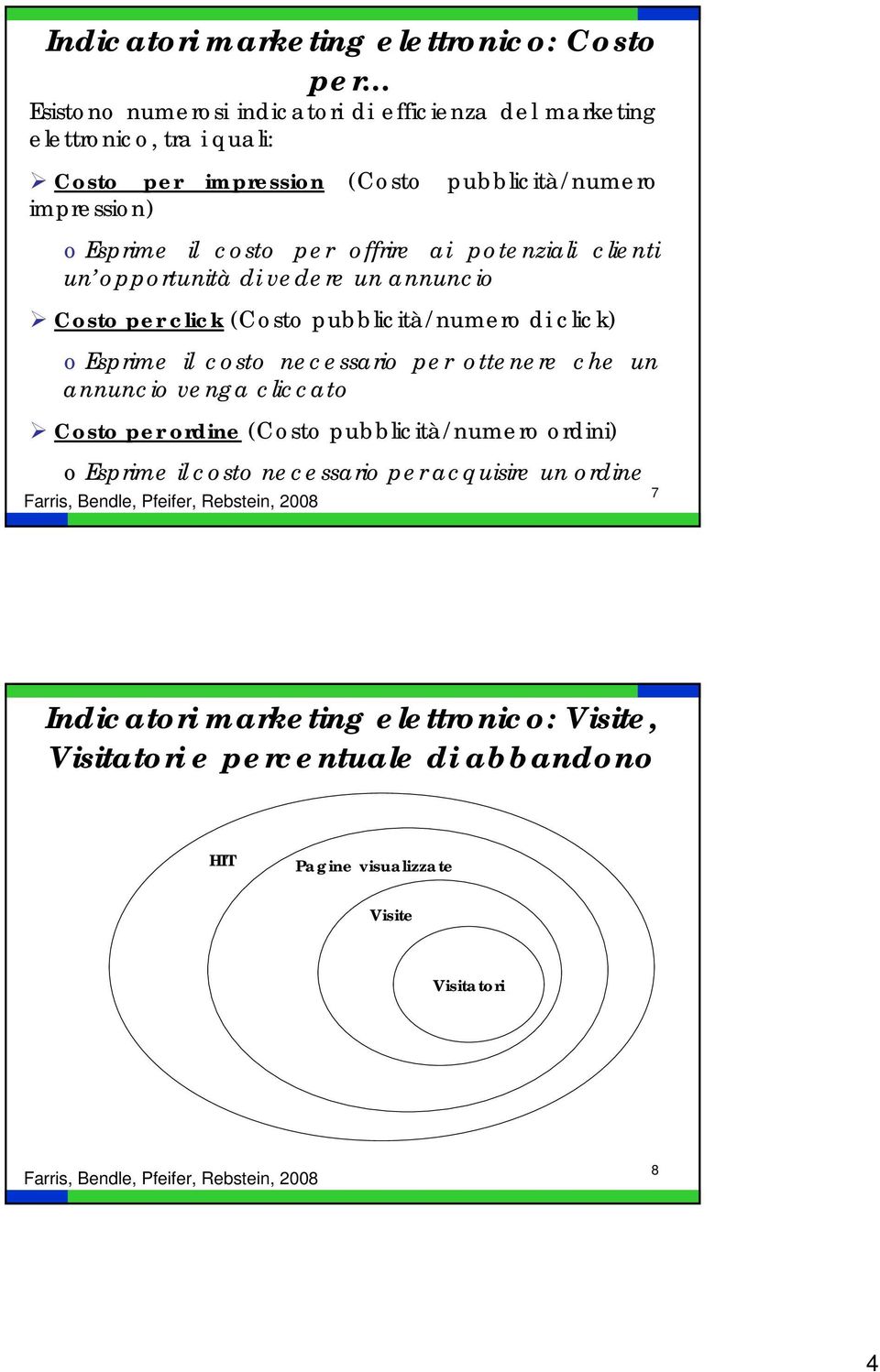 pubblicità/numero di click) o Esprime il costo necessario per ottenere che un annuncio venga cliccato Costo per ordine (Costo pubblicità/numero ordini) o