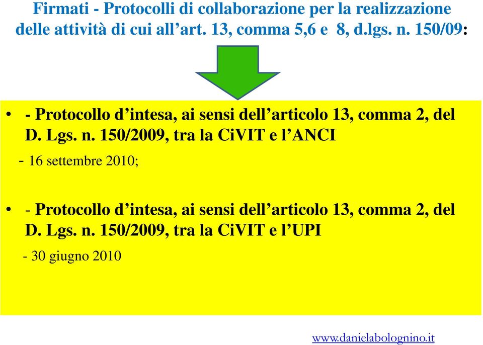 150/09: - Protocollo d intesa, ai sensi dell articolo 13, comma 2, del D. Lgs. n.