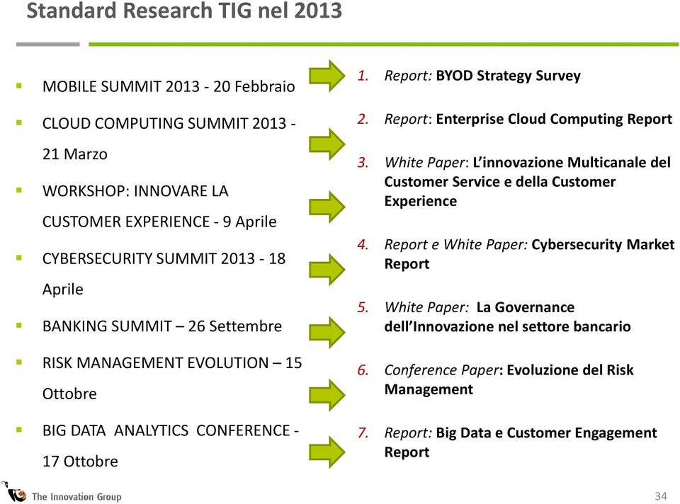 Report:Enterprise Cloud Computing Report 3. White Paper: L innovazione Multicanale del Customer Service e della Customer Experience 4.