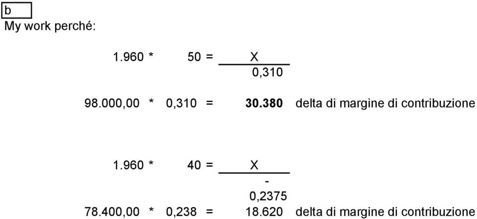 380 delta di margine di contribuzione 1.