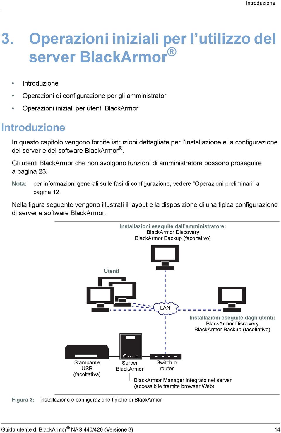 vengono fornite istruzioni dettagliate per l installazione e la configurazione del server e del software BlackArmor.