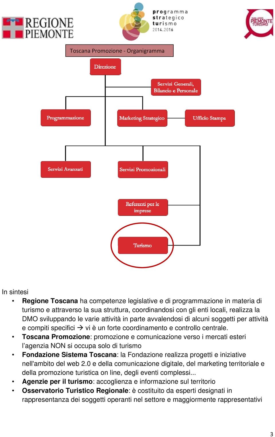 Toscana Promozione: promozione e comunicazione verso i mercati esteri l agenzia NON si occupa solo di turismo Fondazione Sistema Toscana: la Fondazione realizza progetti e iniziative nell'ambito del