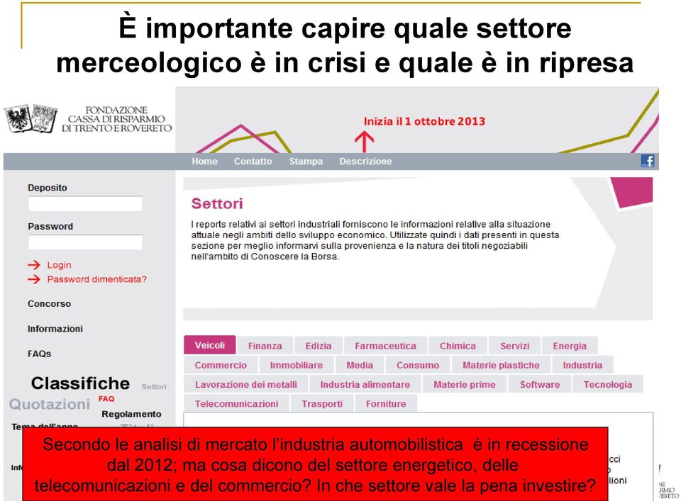 recessione dal 2012; ma cosa dicono del settore energetico, delle