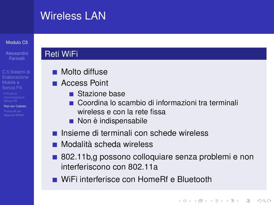 di terminali con schede wireless Modalità scheda wireless 802.