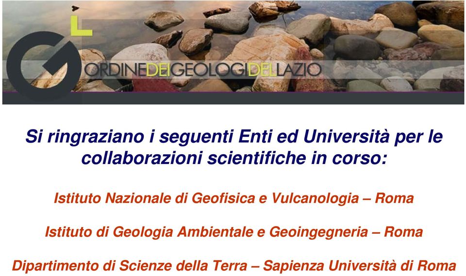 Geofisica e Vulcanologia Roma Istituto di Geologia Ambientale e