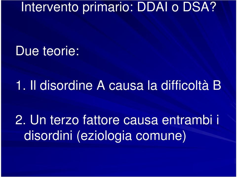 Il disordine A causa la difficoltà B