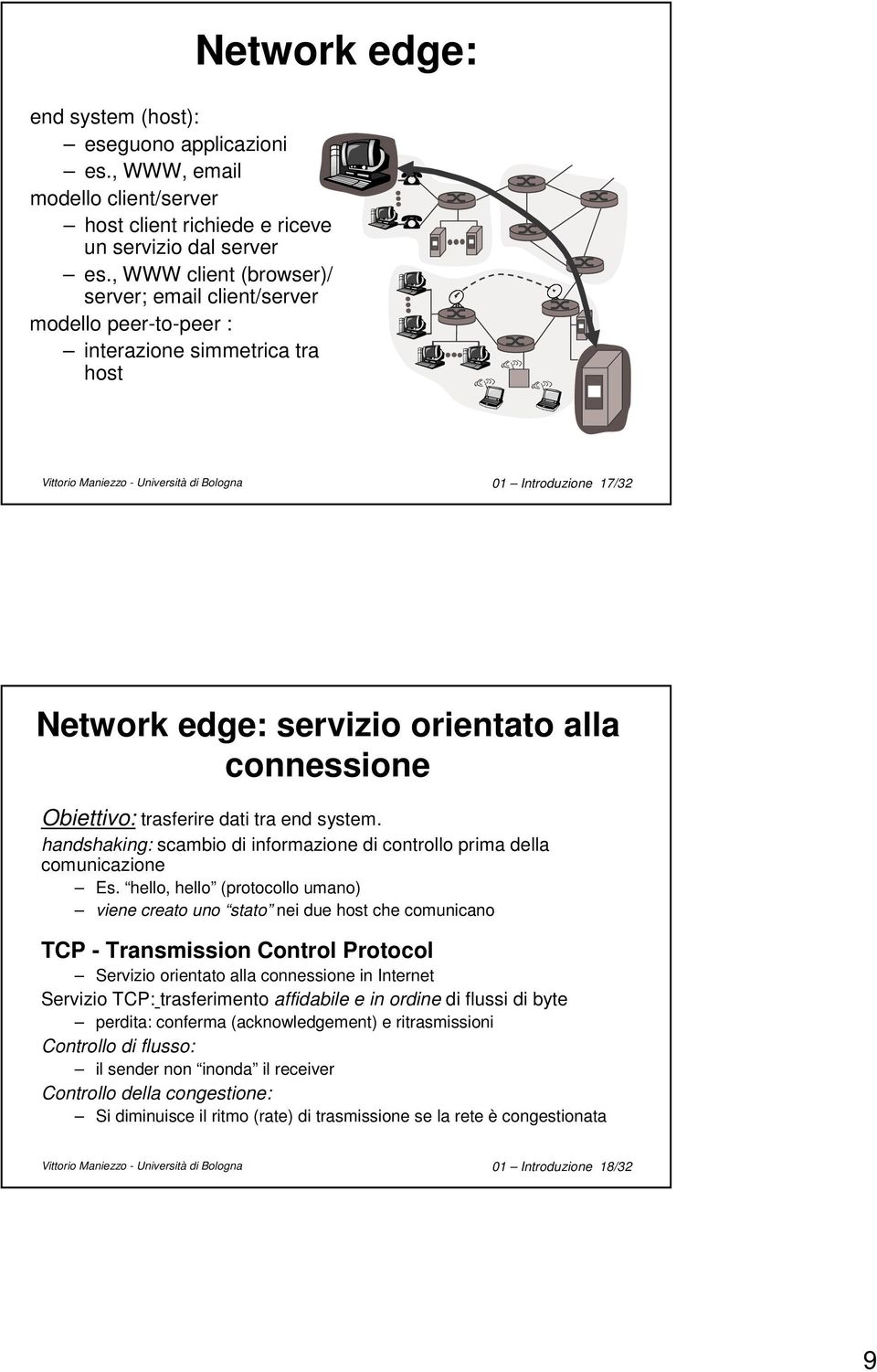 orientato alla connessione Obiettivo: trasferire dati tra end system. handshaking: scambio di informazione di controllo prima della comunicazione Es.