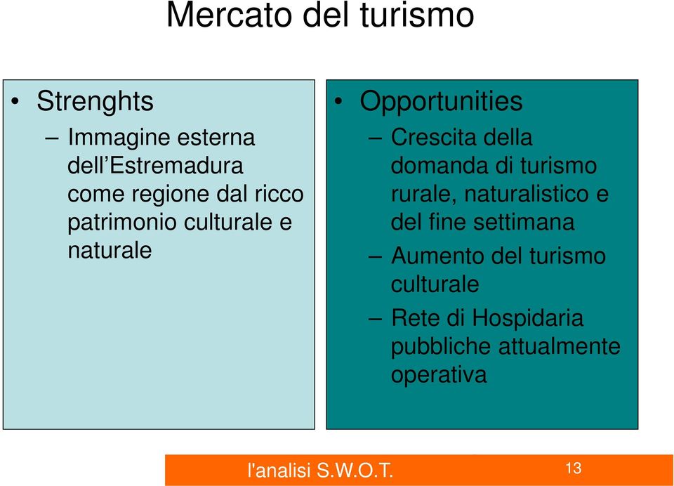 domanda di turismo rurale, naturalistico e del fine settimana Aumento del