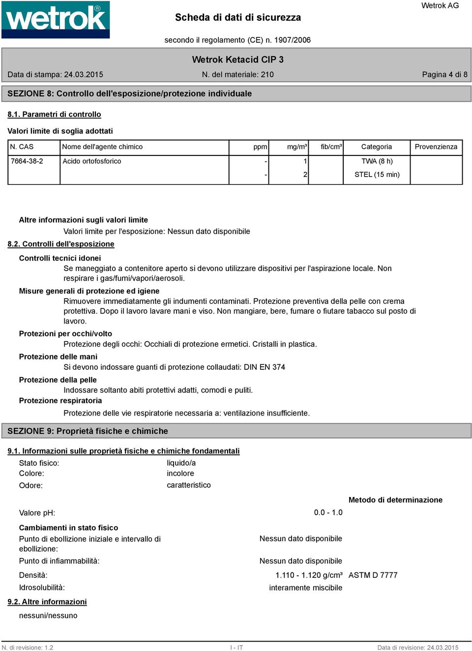 Acido ortofosforico - 1-2 