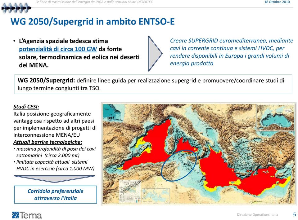 realizzazione supergrid e promuovere/coordinare studi di lungoterminecongiuntitratso.