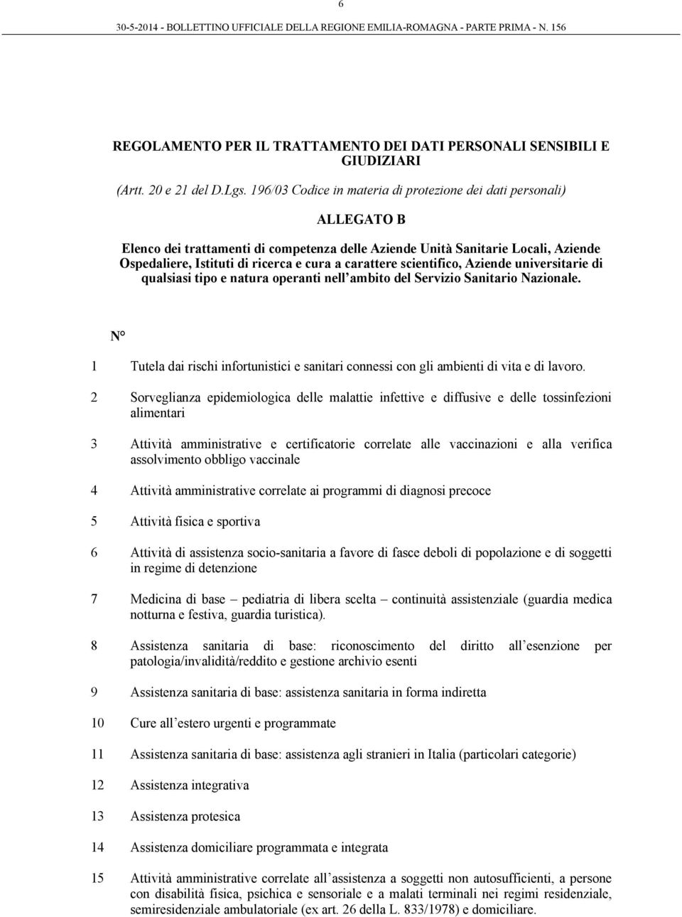 carattere scientifico, Aziende universitarie di qualsiasi tipo e natura operanti nell ambito del Servizio Sanitario Nazionale.