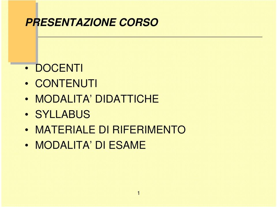 DIDATTICHE SYLLABUS