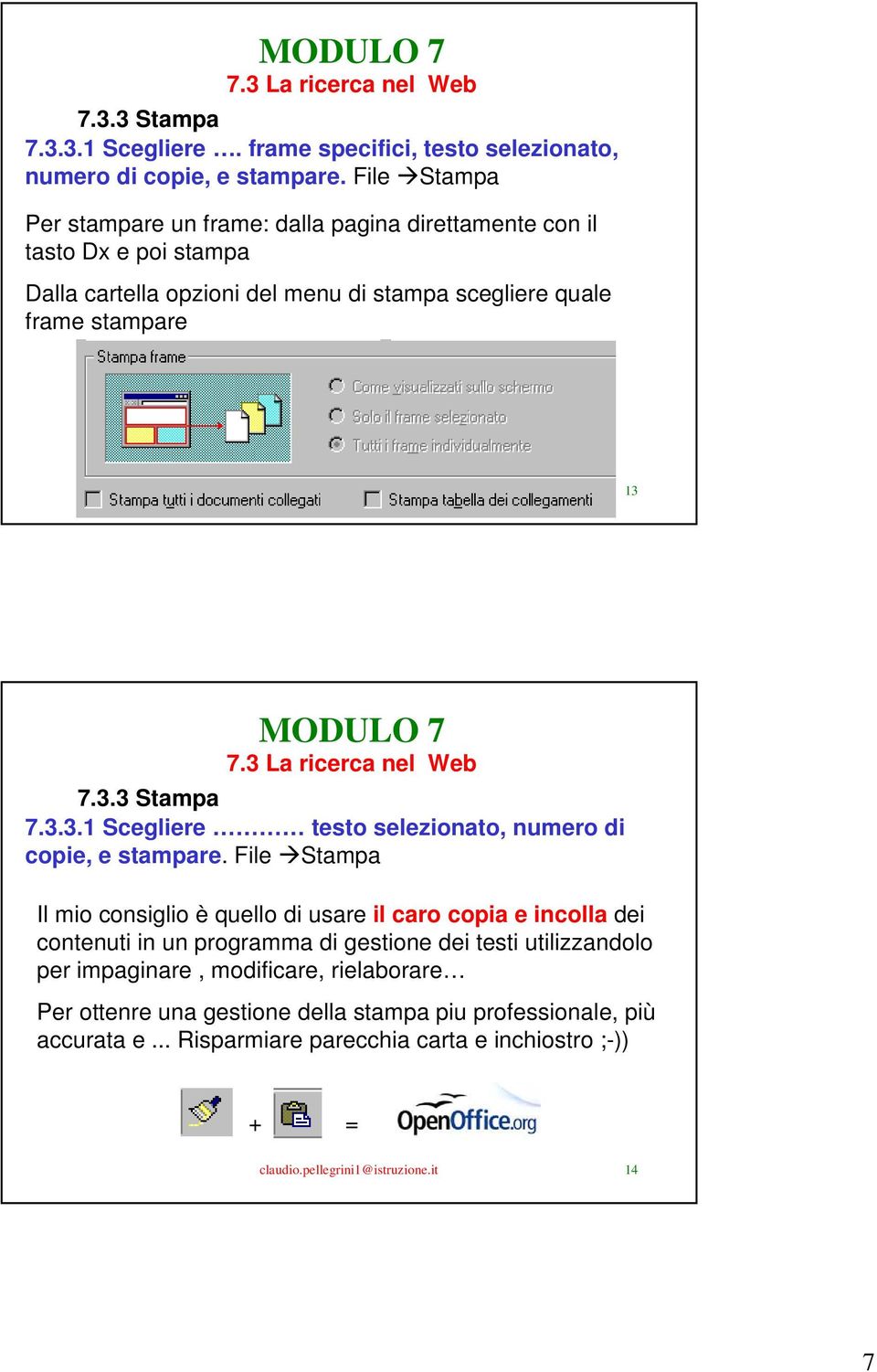 pellegrini1@istruzione.it 13 7.3.3 Stampa 7.3.3.1 Scegliere testo selezionato, numero di copie, e stampare.