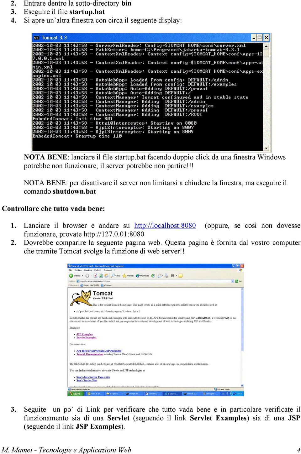 !! NOTA BENE: per disattivare il server non limitarsi a chiudere la finestra, ma eseguire il comando shutdown.bat Controllare che tutto vada bene: 1.