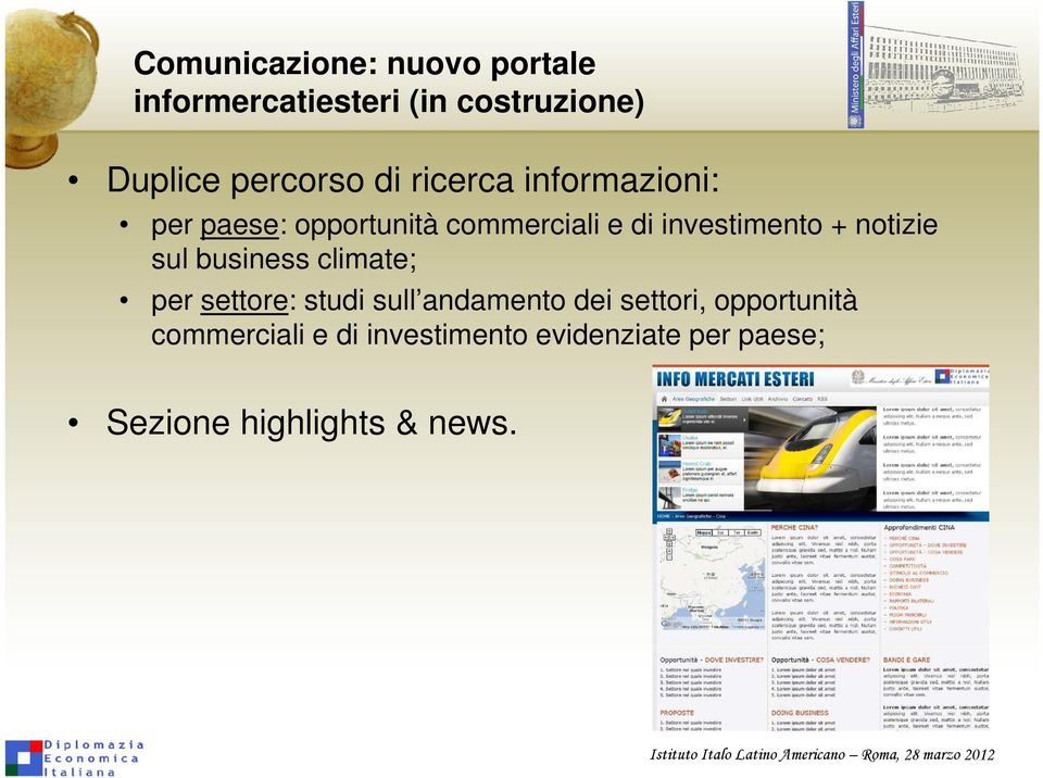 notizie sul business climate; per settore: studi sull andamento dei settori,