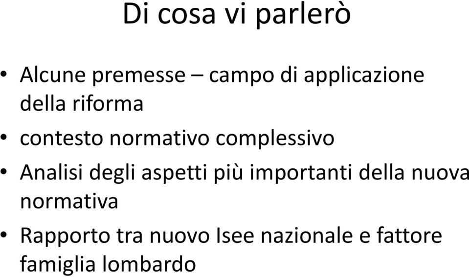 complessivo Analisi degli aspetti più importanti della