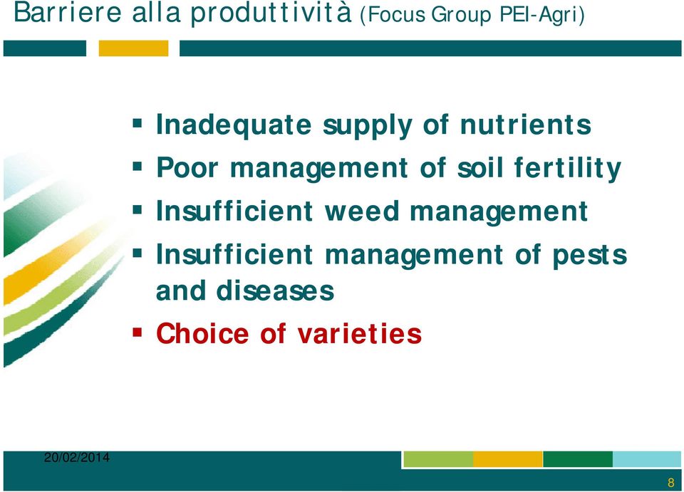 soil fertility Insufficient weed management