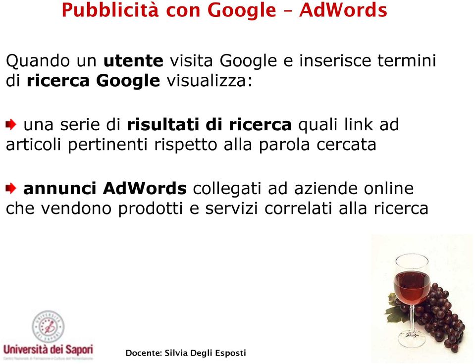 pertinenti rispetto alla parola cercata annunci AdWords collegati ad