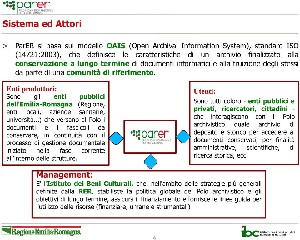 Enti produttori: Sono gli enti pubblici dell'emilia-romagna (Regione, enti locali, aziende sanitarie, università.