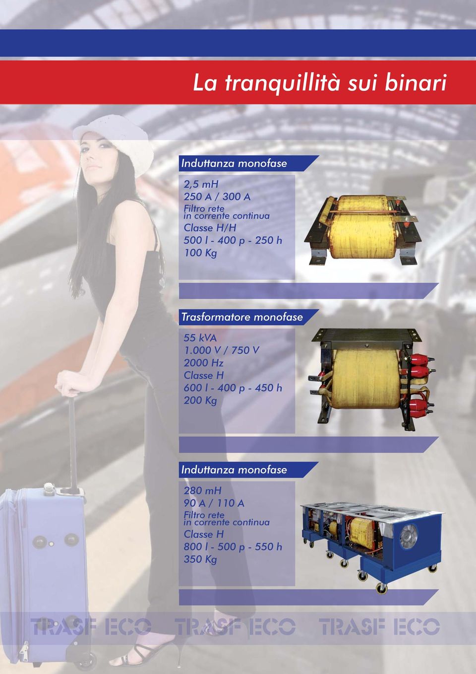 000 V / 750 V 2000 Hz Classe H 600 l - 400 p - 450 h 200 Kg Induttanza monofase