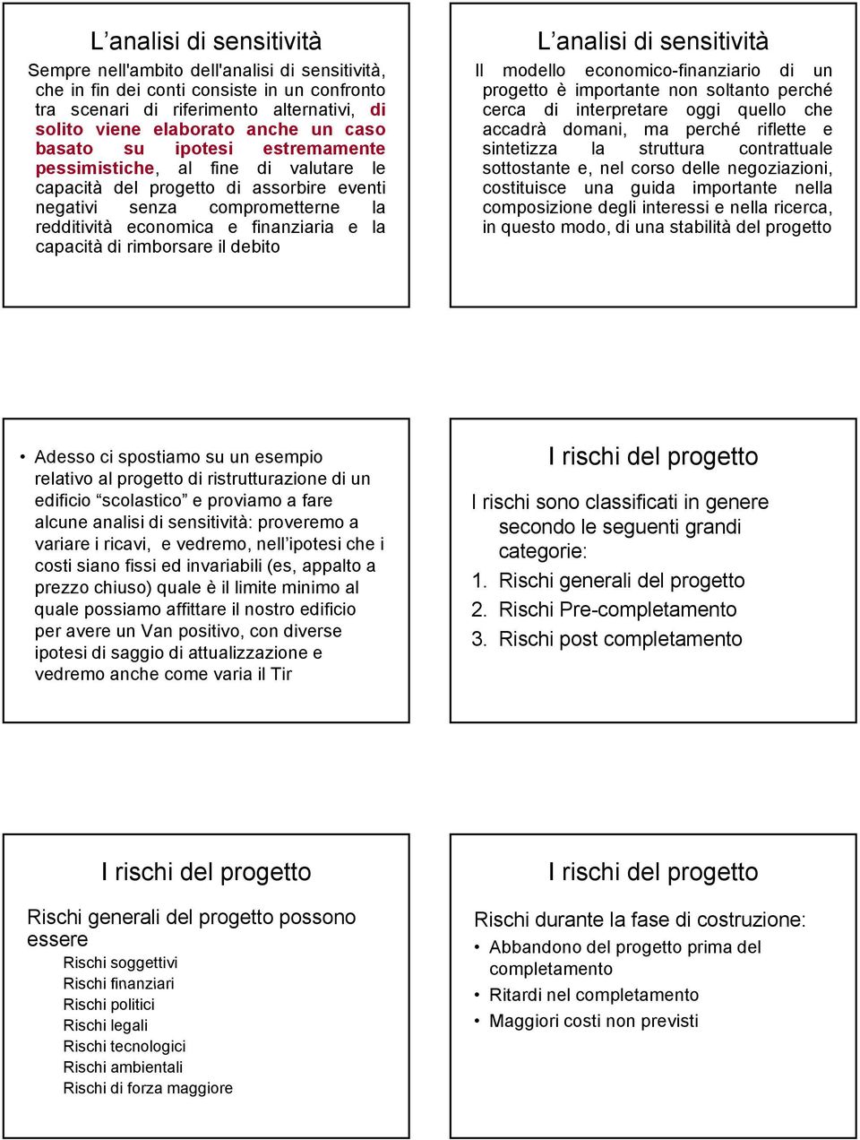 Il modello economico-finanziario di un progetto è importante non soltanto perché cerca di interpretare oggi quello che accadrà domani, ma perché riflette e sintetizza la struttura contrattuale