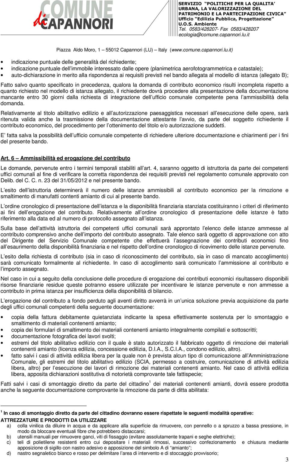 rispetto a quanto richiesto nel modello di istanza allegato, il richiedente dovrà procedere alla presentazione della documentazione mancante entro 30 giorni dalla richiesta di integrazione dell