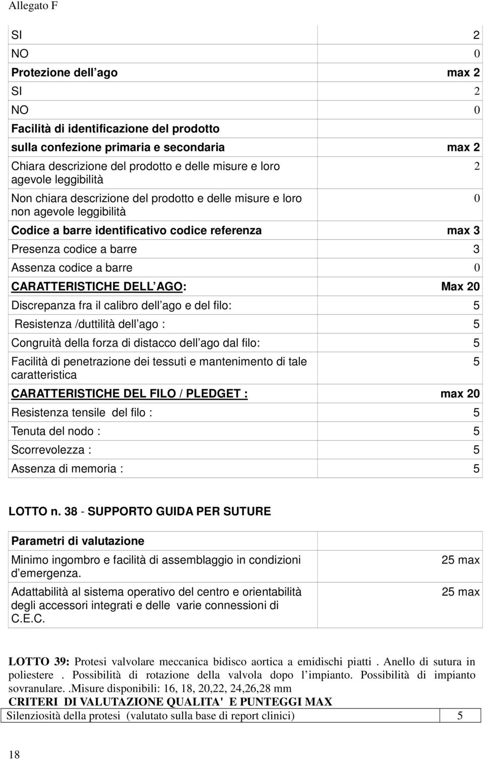 CARATTERISTICHE DELL AGO: Max Discrepanza fra il calibro dell ago e del filo: 5 Resistenza /duttilità dell ago : 5 Congruità della forza di distacco dell ago dal filo: 5 Facilità di penetrazione dei