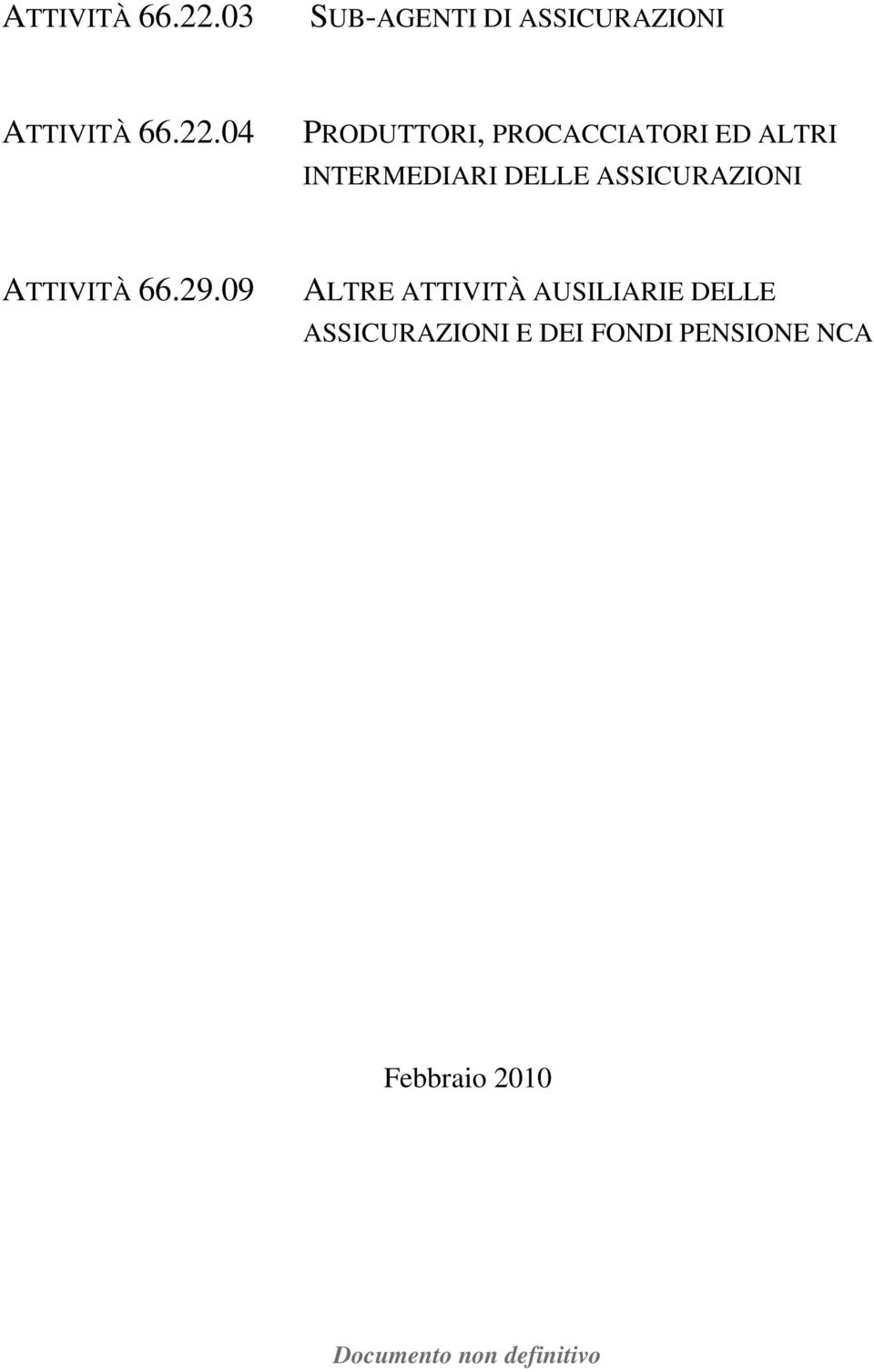 DELLE ASSICURAZIONI ATTIVITÀ 66.29.