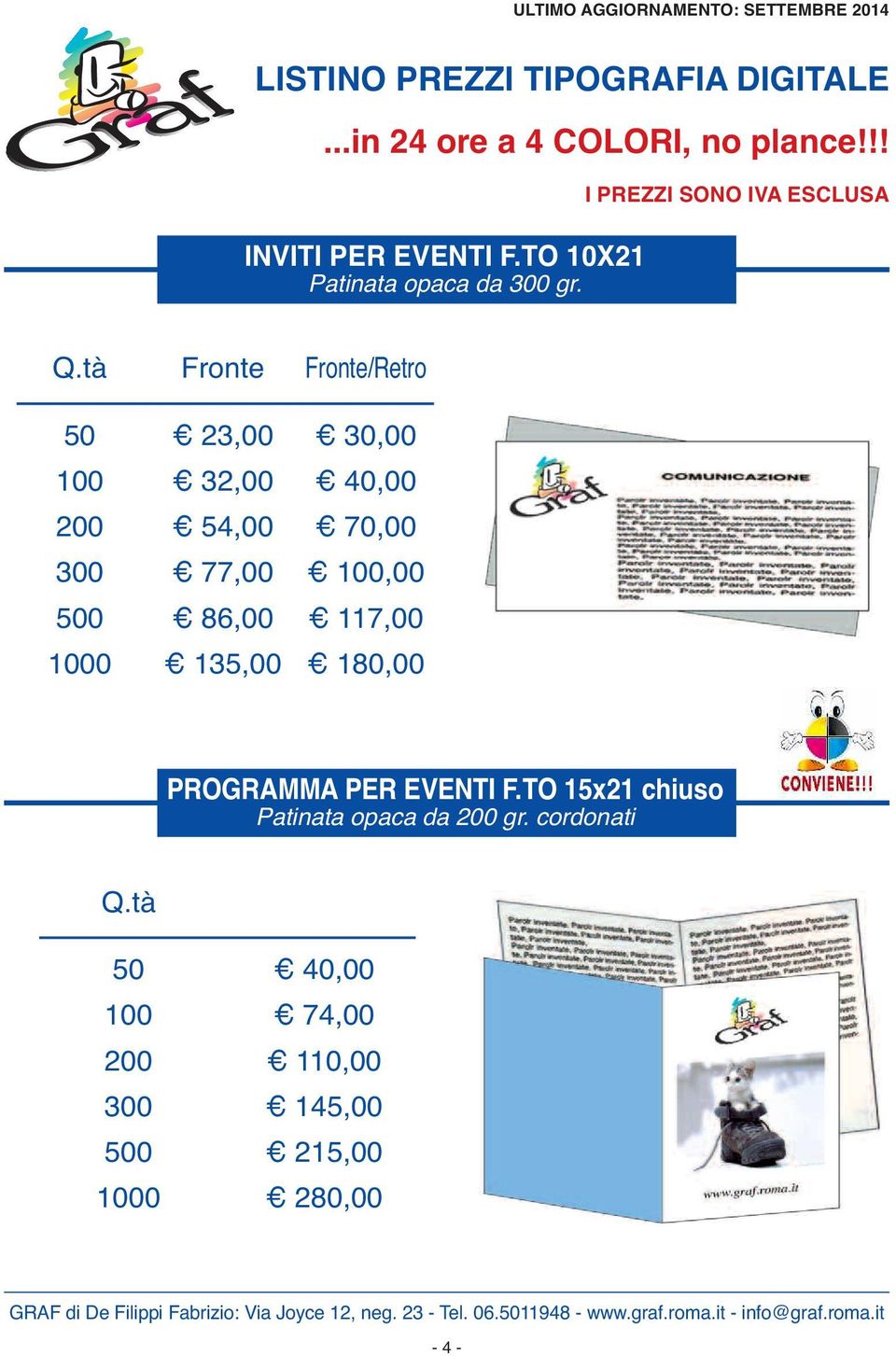 117,00 180,00 programma per eventi f.