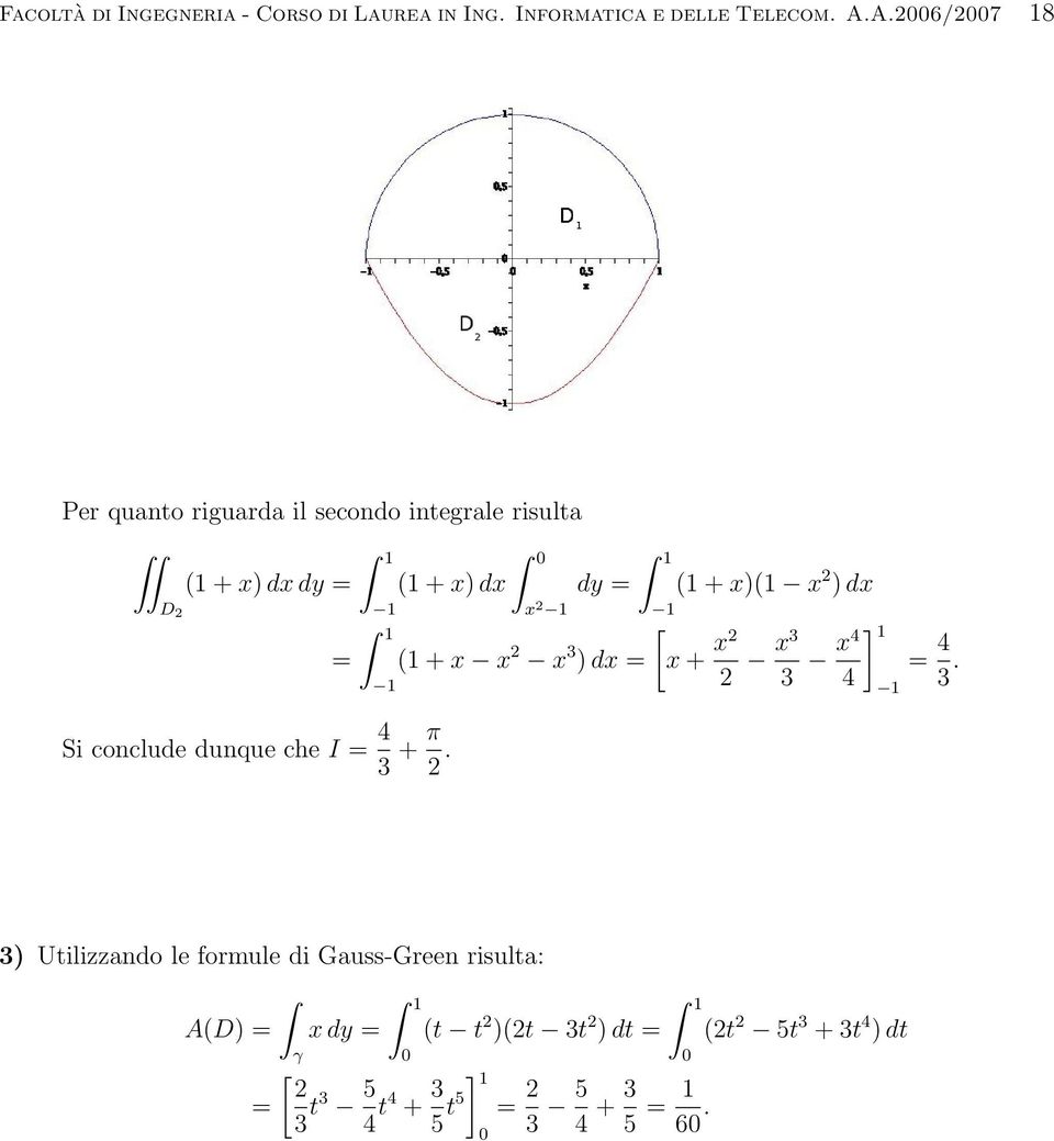 + π. ( + x) dx x dy = ( + x x x 3 ) dx = ( + x)( x ) dx [x + x x3 3 x4 4 ] = 4 3.