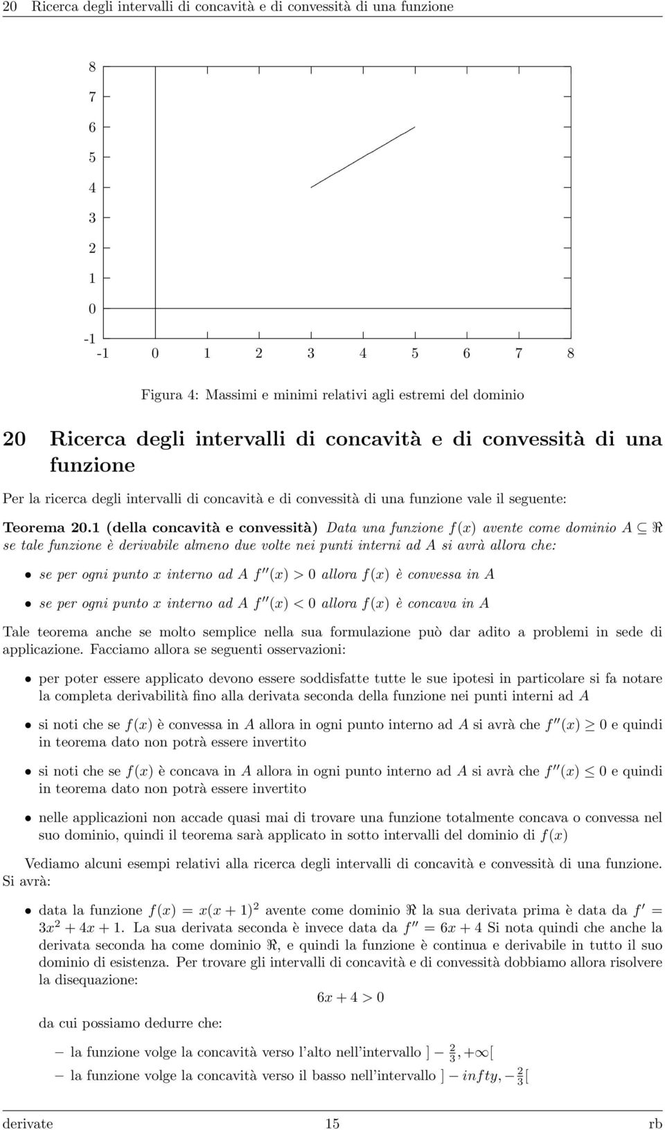 (della concavità e convessità) Data una funzione f(x) avente come dominio A R se tale funzione è derivabile almeno due volte nei punti interni ad A si avrà allora ce: se per ogni punto x interno ad A